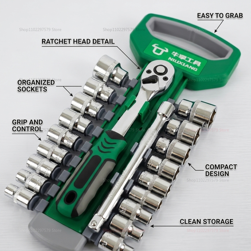 1/4 3/8 Inch Ratchet Socket Se - Car Workshop Tools Kit ulasan dan harga