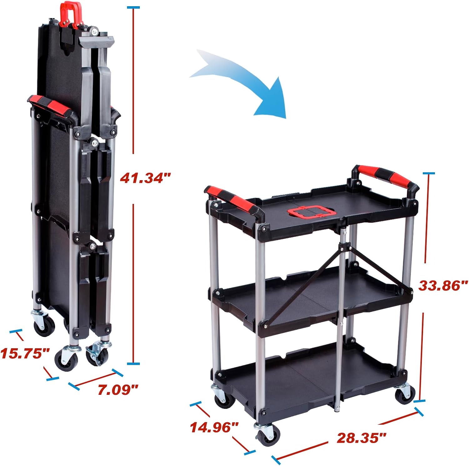 3-Shelf Foldable Rolling Utili - Workshop Tools Shelf ulasan dan harga