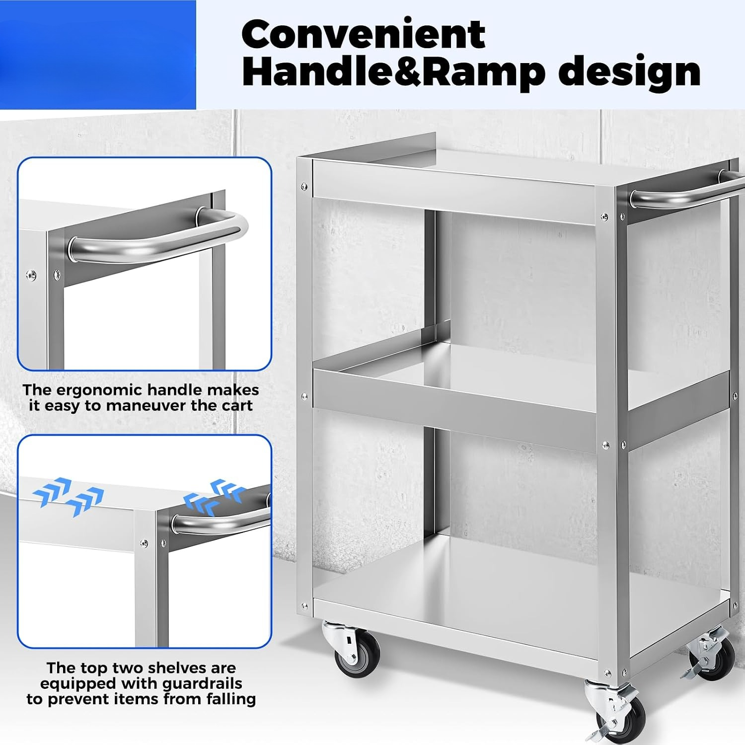 3-Tier Stainless Steel Rolling - Workshop Tools Shelf ulasan dan harga